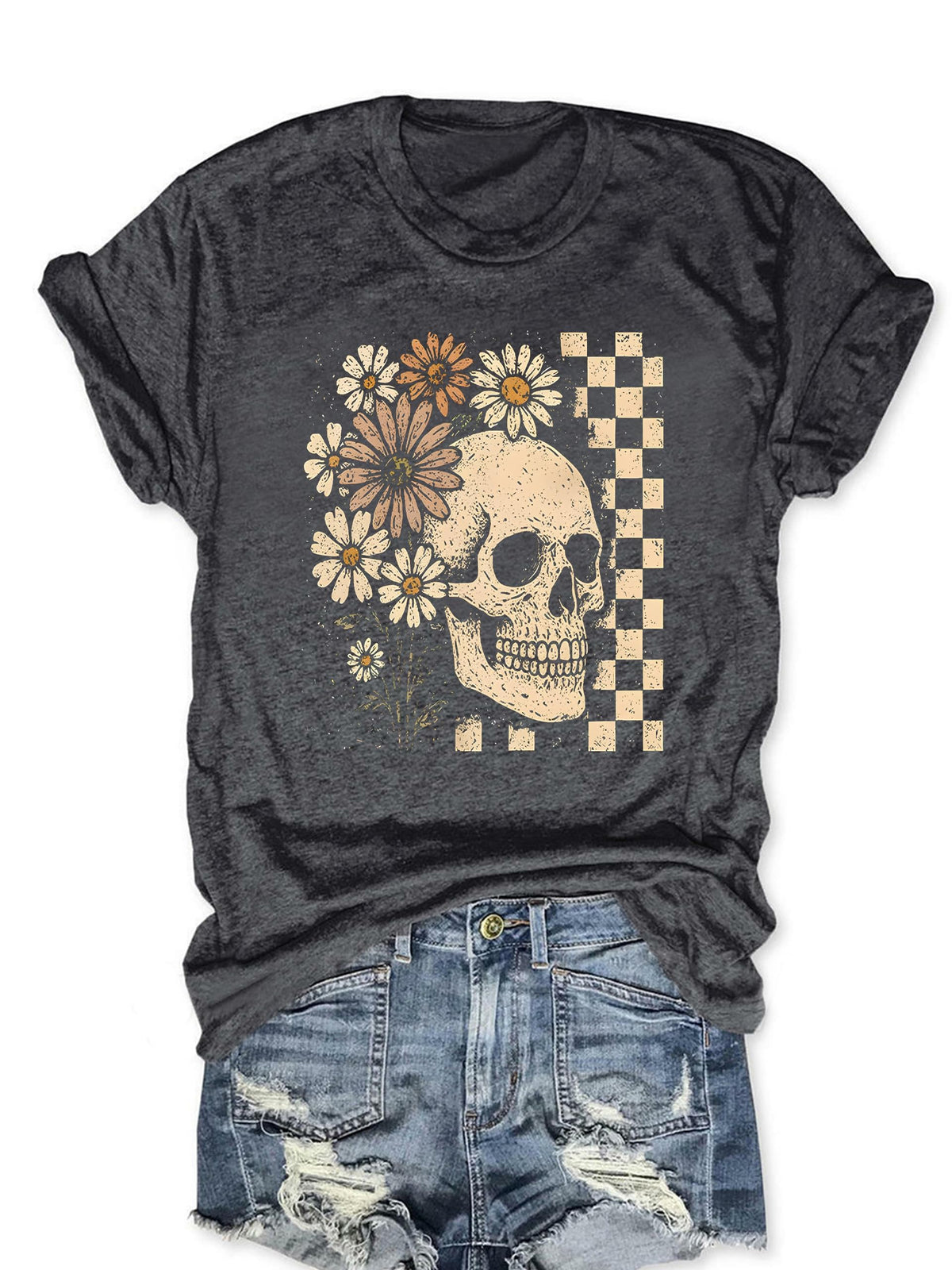 Hot Coffee Skeleton Shirt for Women Halloween Skeleton T-Shirt Funny Fall Skull Graphic Tees Tops Blouse Gift