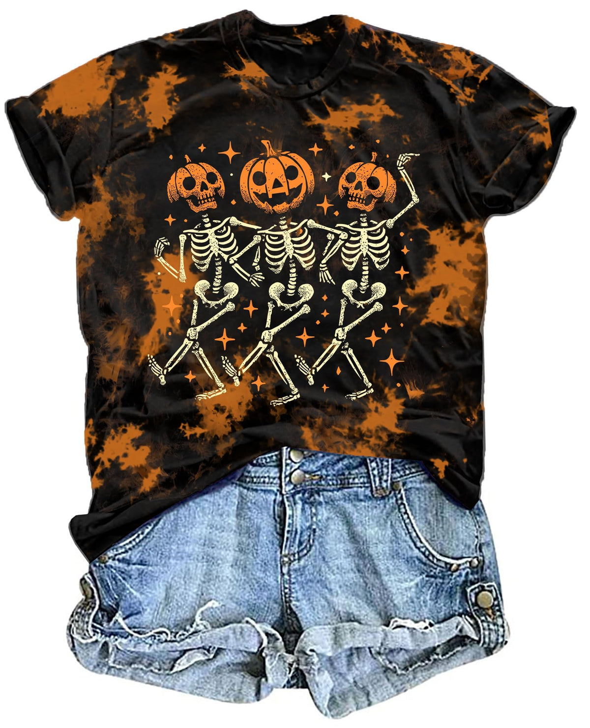 Hot Coffee Skeleton Shirt for Women Halloween Skeleton T-Shirt Funny Fall Skull Graphic Tees Tops Blouse Gift