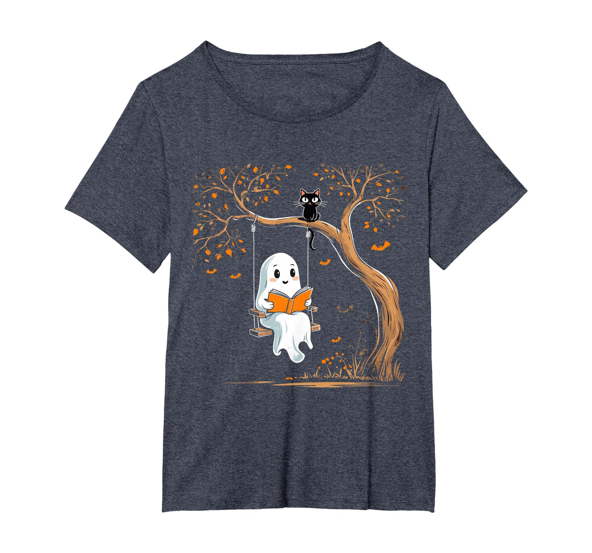 Vintage Ghost Swing Reading Book Swinging Halloween Costume T-Shirt
