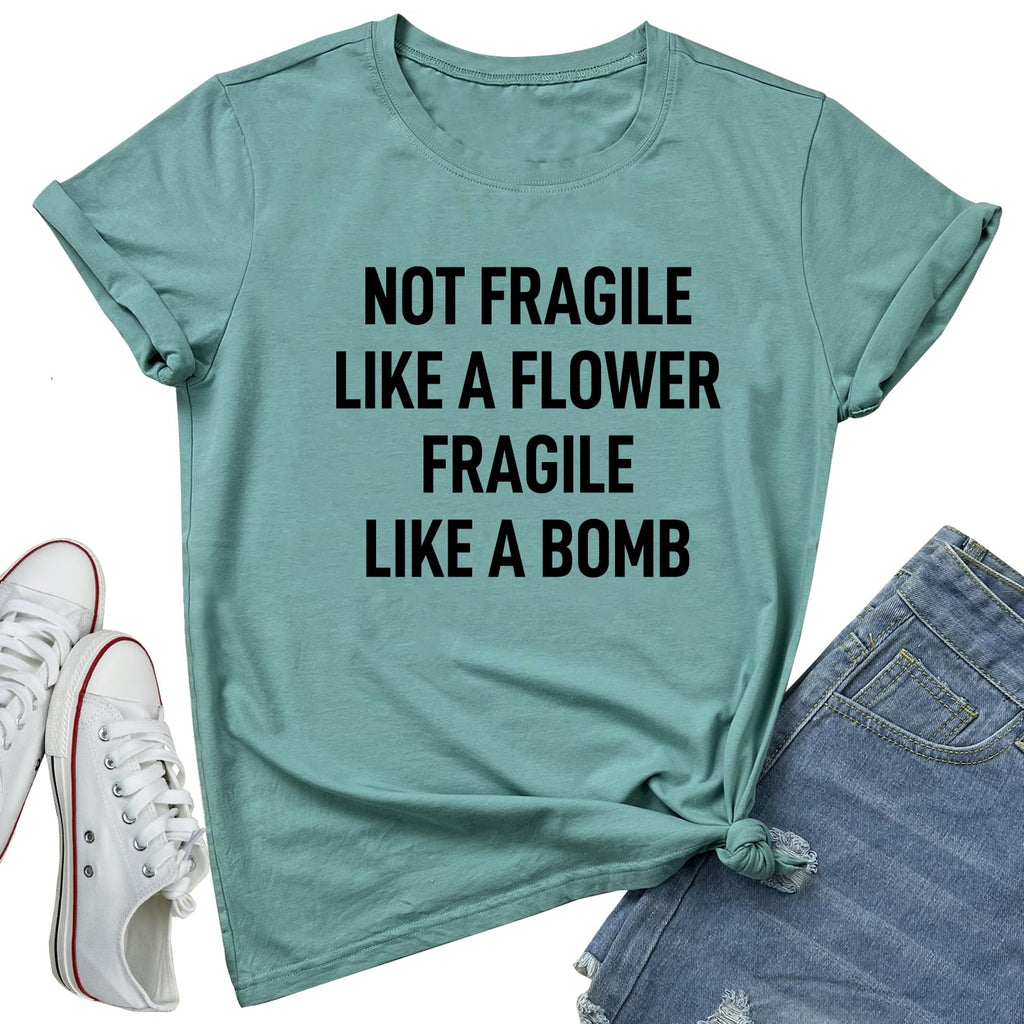 LOOKFACE Women Cute NOT Fragile Shirt Funny Letter Print Graphic Tees