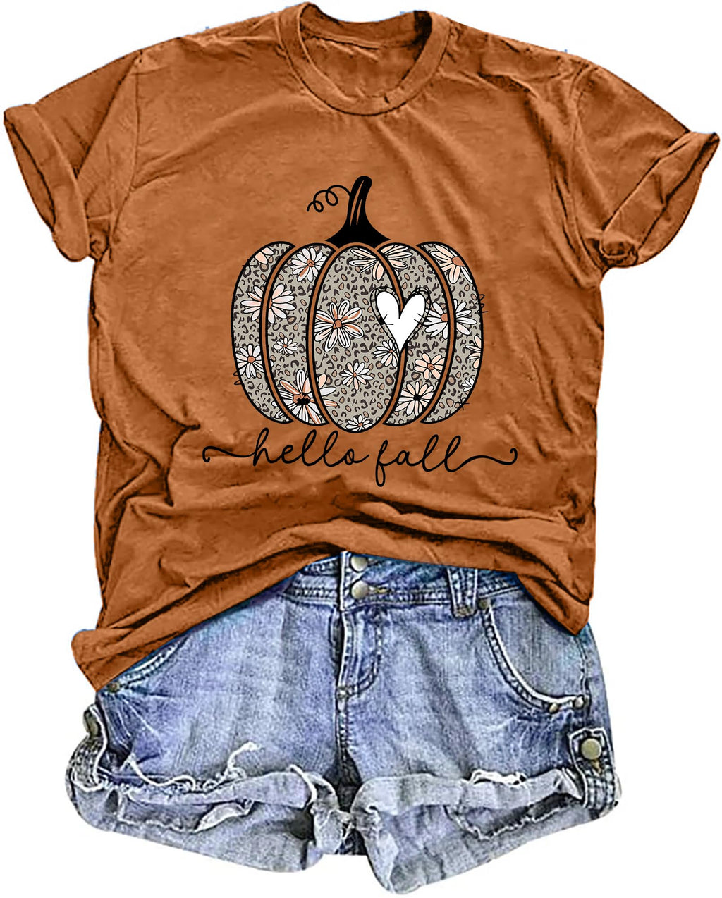 Halloween Pumpkin Shirt Women Leopard Graphic Tees Casual Fall Tops