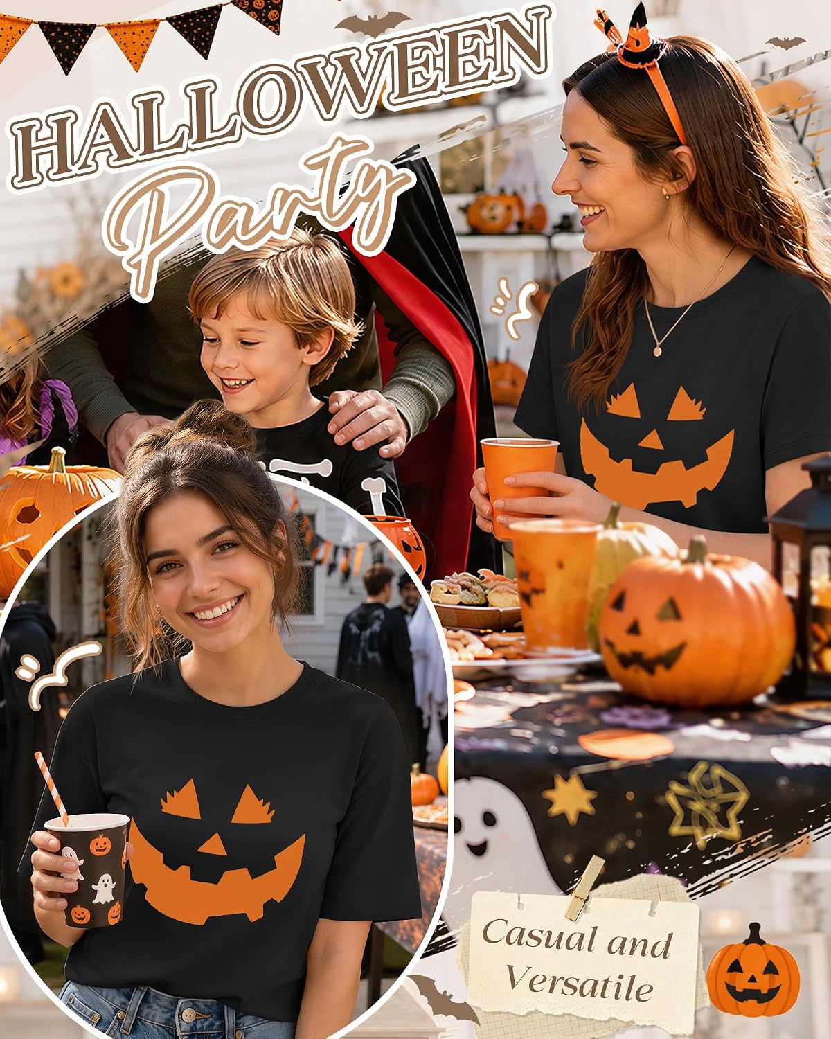 Huukeay Women Halloween Shirt Spooky Ghost Graphic
