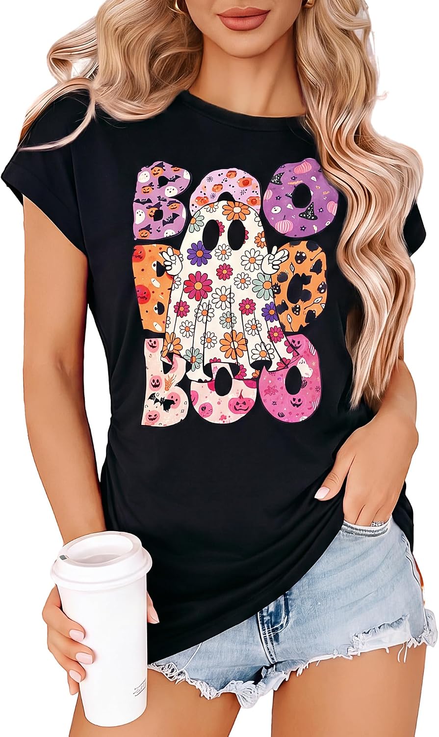 TORARY Halloween Shirts for Women Pumpkin Graphic Tees Fall Shirt