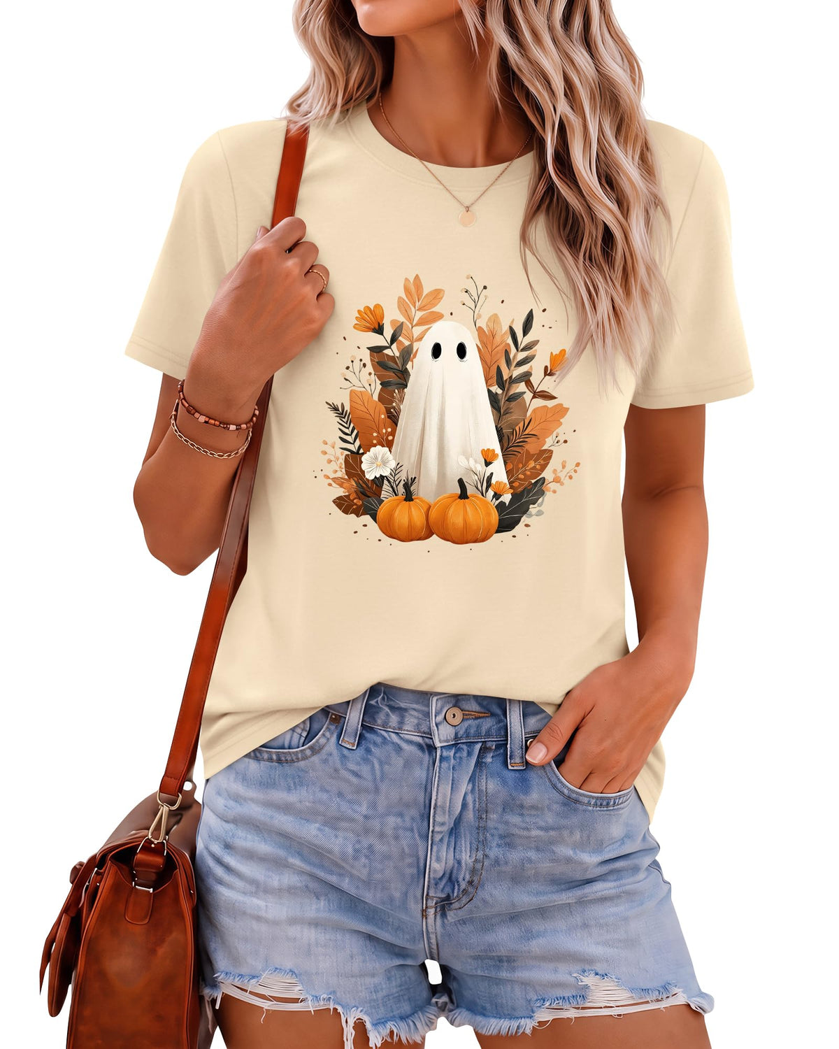 Huukeay Women Halloween Shirt Spooky Ghost Graphic