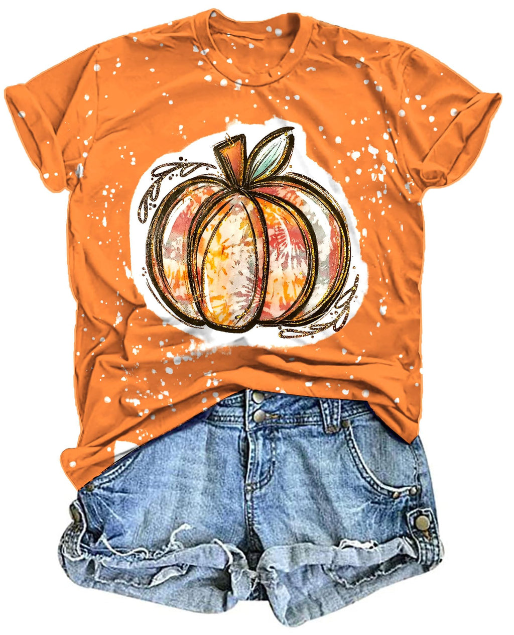 Halloween Pumpkin Shirt Women Leopard Graphic Tees Casual Fall Tops