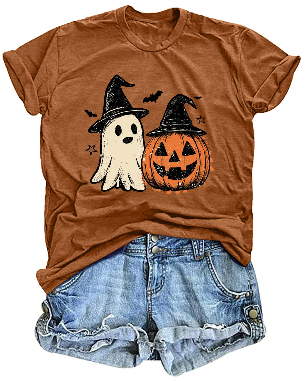 Halloween Pumpkin Shirt Women Leopard Graphic Tees Casual Fall Tops