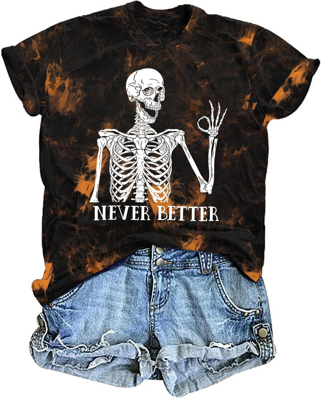 Hot Coffee Skeleton Shirt for Women Halloween Skeleton T-Shirt Funny Fall Skull Graphic Tees Tops Blouse Gift