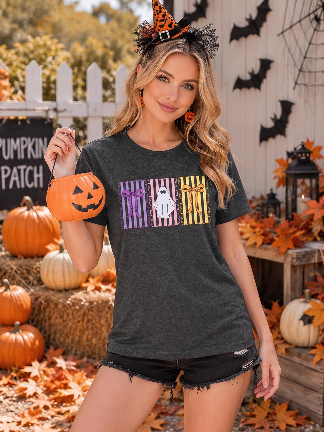 Halloween Spooky Shirt Women Spooky Season Shirts Ghost Fall Tee Top