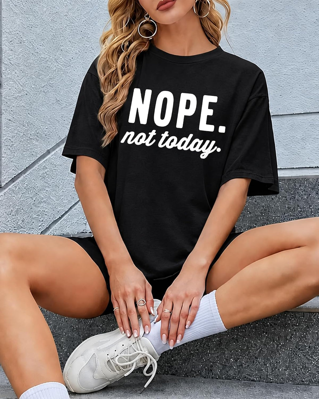 KUYIGO Mens Nope Not Today Graphic T Shirt Funny Quote Tee