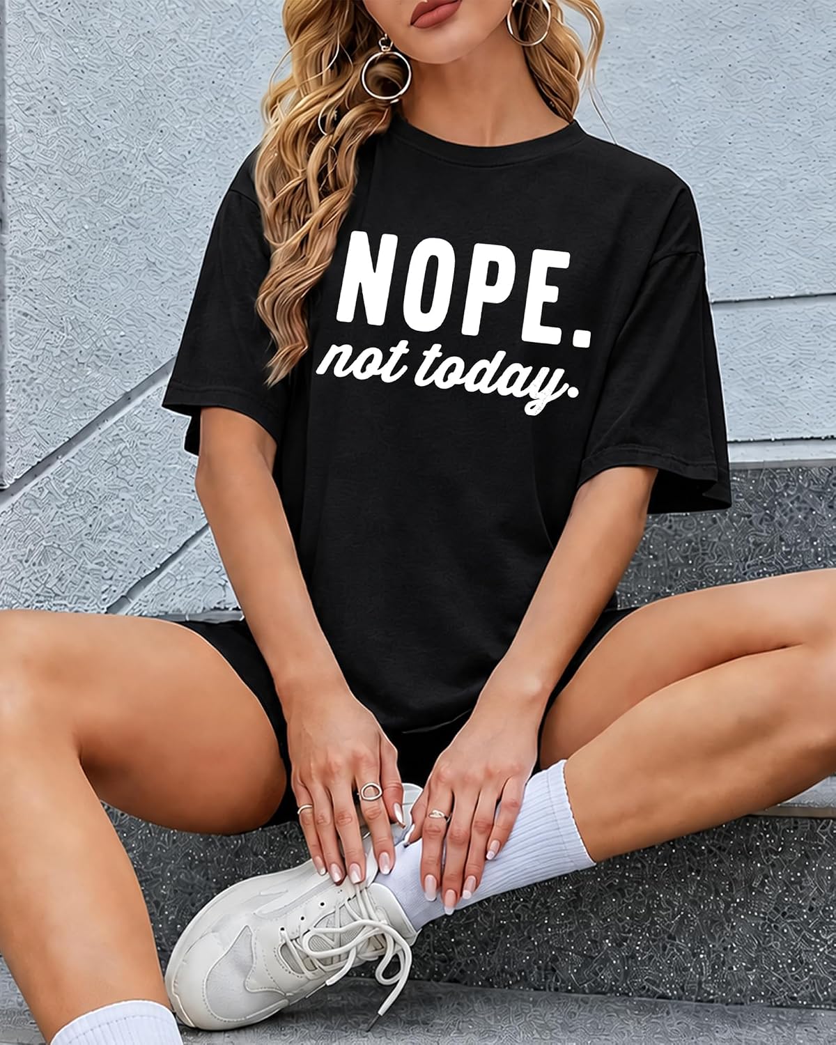 KUYIGO Mens Nope Not Today Graphic T Shirt Funny Quote Tee