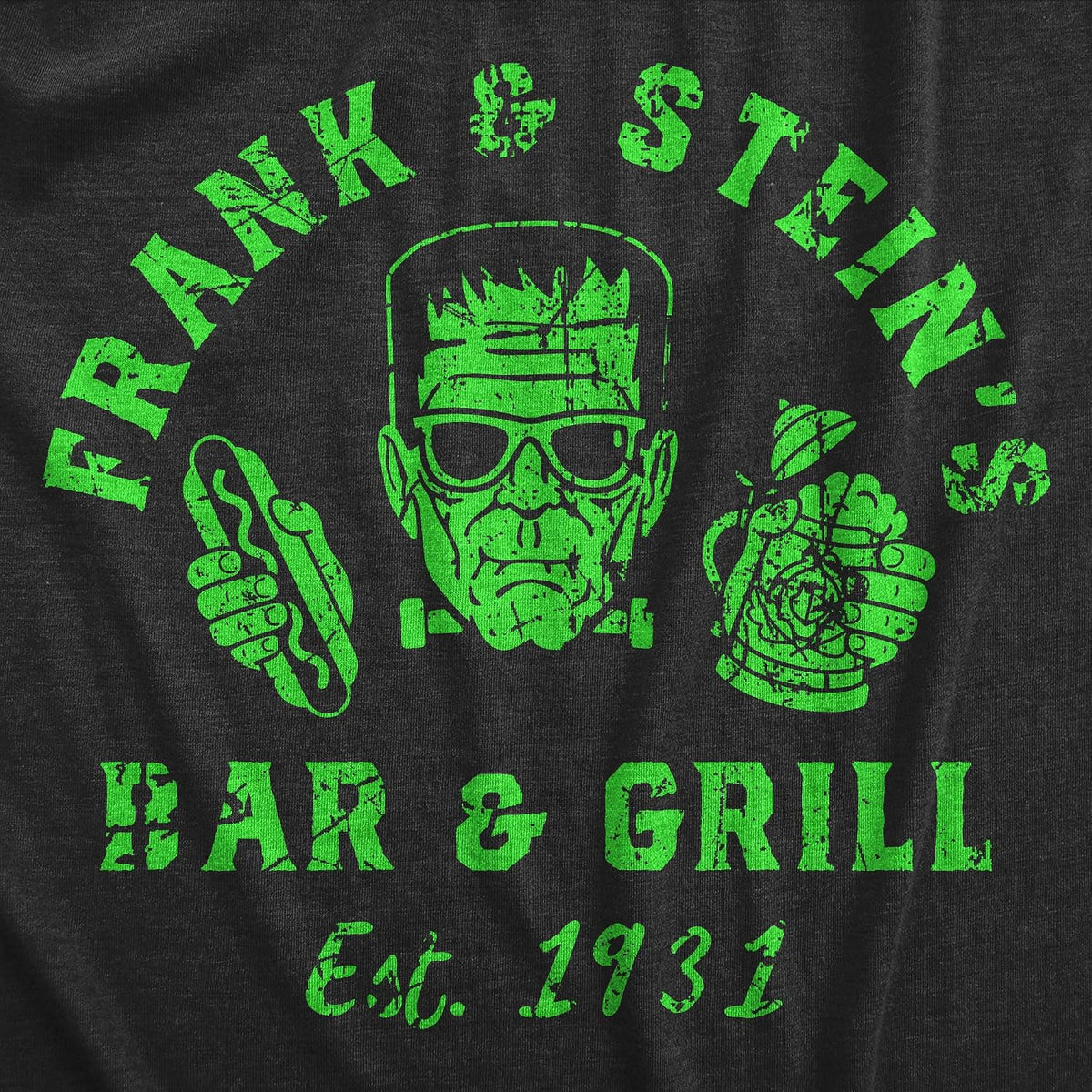 Halloween Mens Frank and Steins Bar and Grill Frankenstein Tees