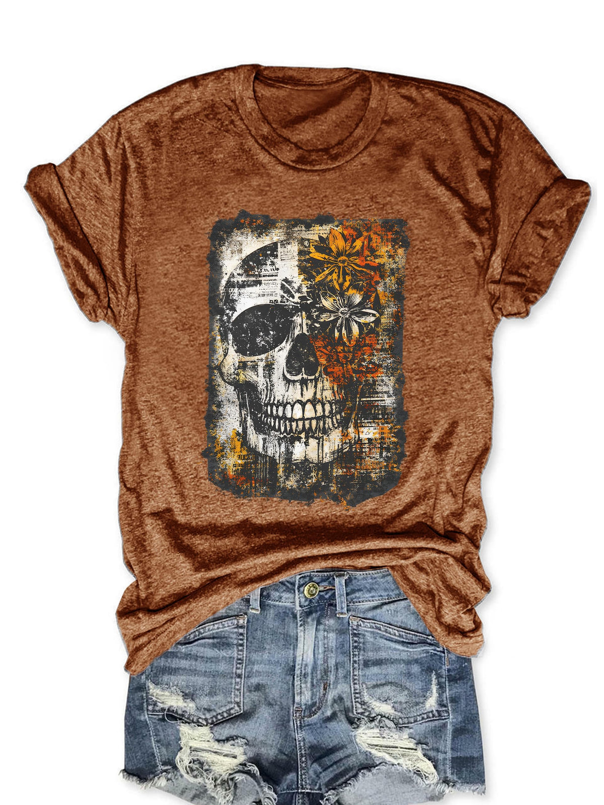 Hot Coffee Skeleton Shirt for Women Halloween Skeleton T-Shirt Funny Fall Skull Graphic Tees Tops Blouse Gift