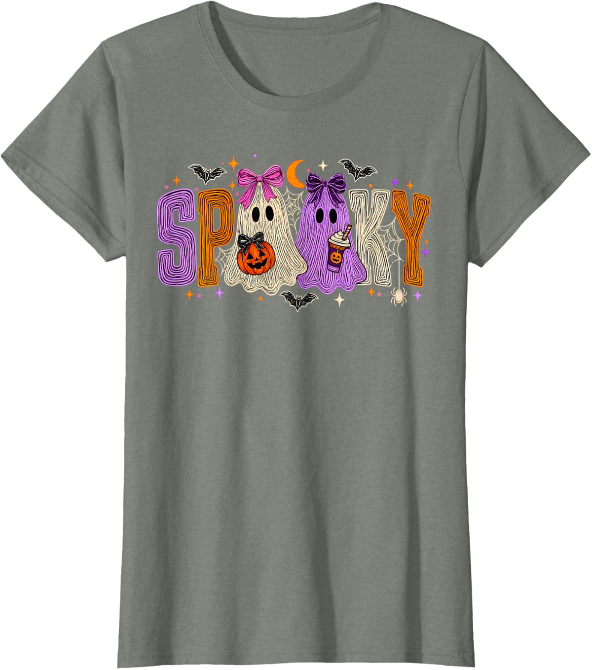 Spooky Ghost Halloween Retro Spooky Season Men Women T-Shirt