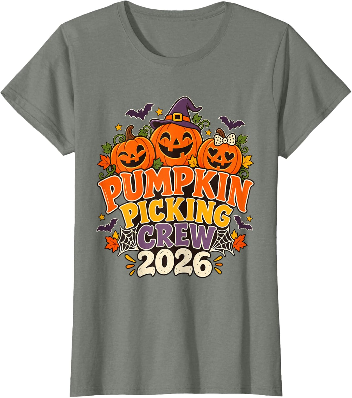 Retro Pumpkin Picking Crew 2026 Halloween Family Matching T-Shirt