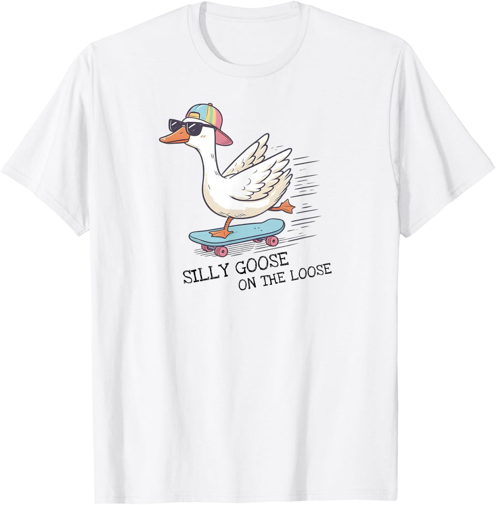 Silly Goose On The Loose Skater Skateboard T-Shirt