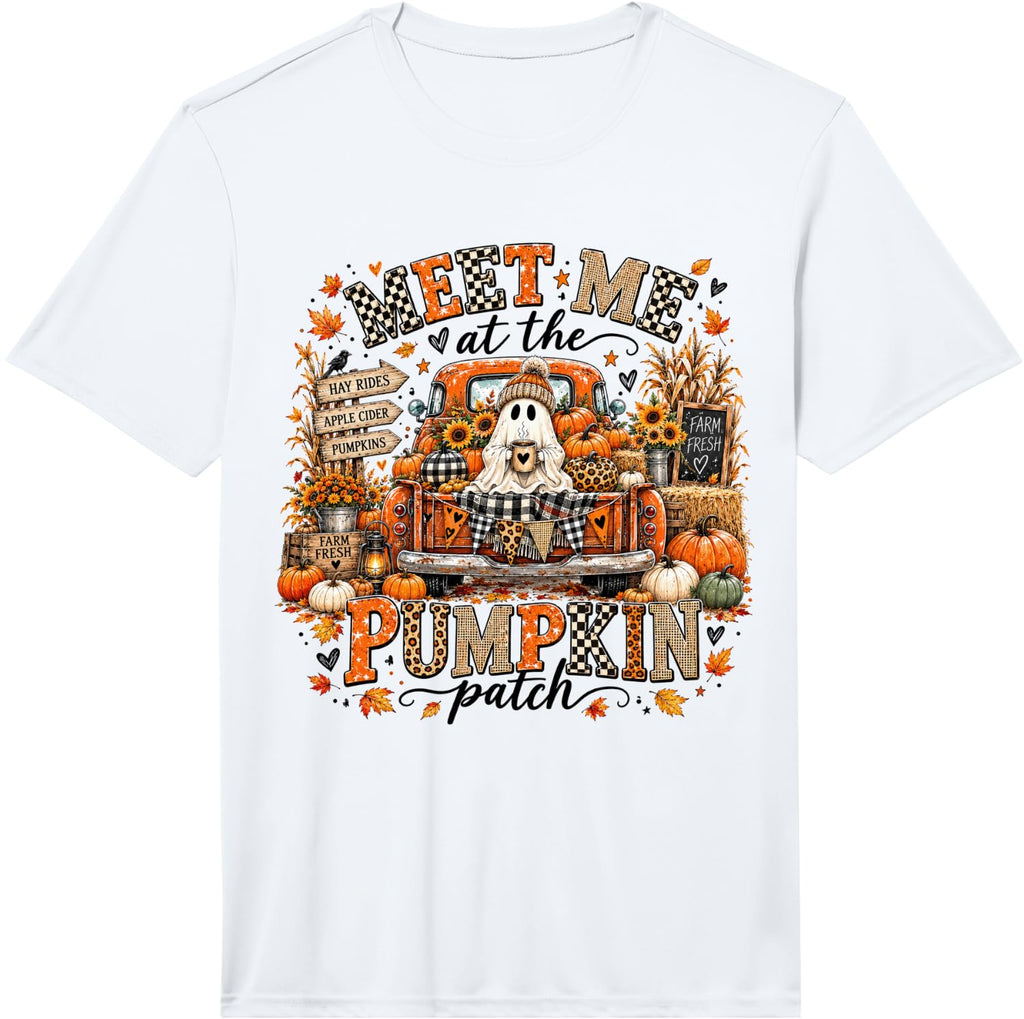 Cute Ghost Pumpkin Patch Vintage Autumn Farm Truck Performance T-Shirt