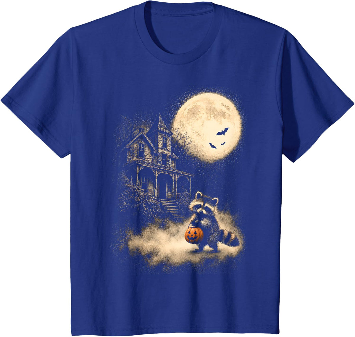 Vintage Raccoon Halloween Cute Possum Pumpkin Spooky Moon T-Shirt