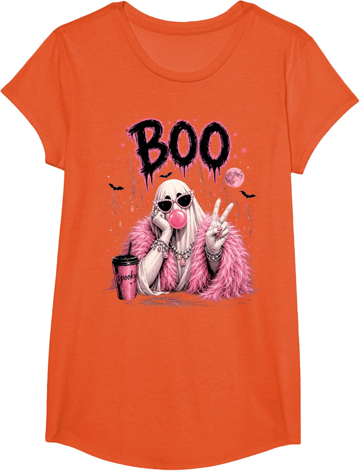 Vintage Fall Halloween Ghost Boo Pumpkin Kids Women T-Shirt