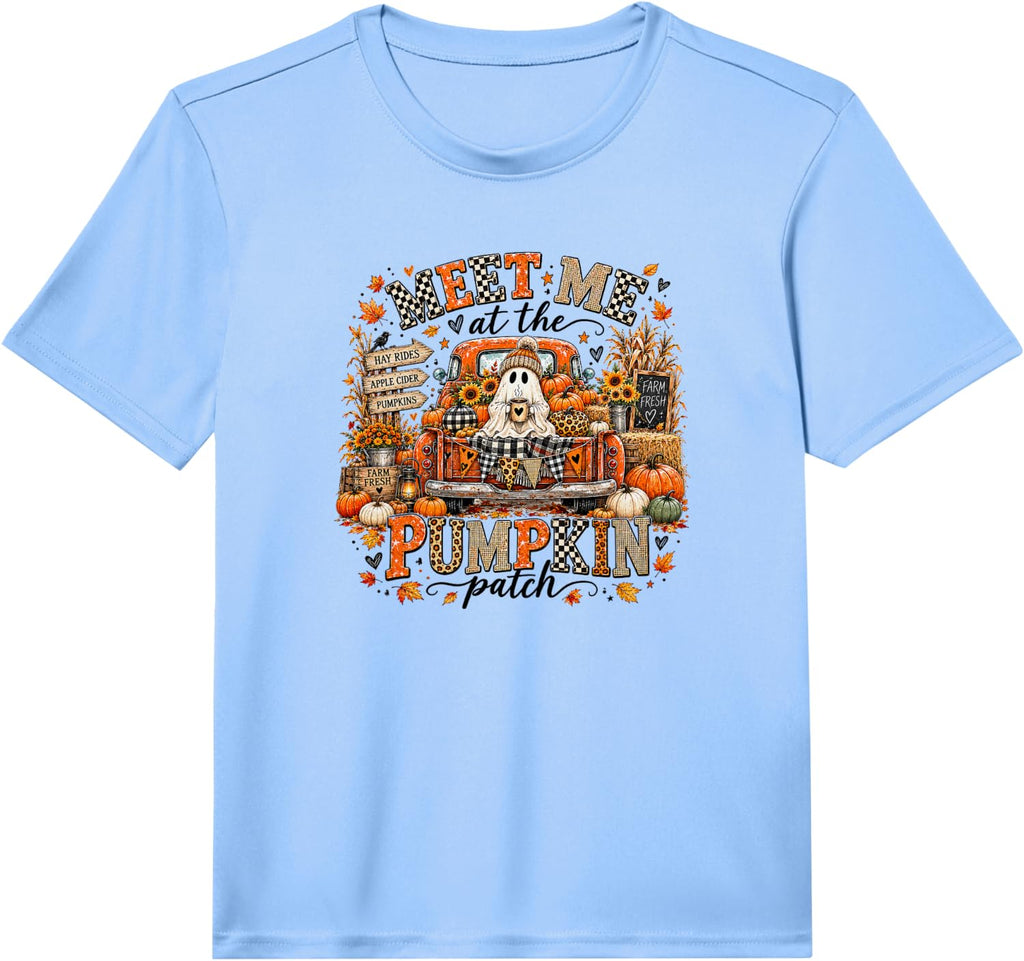 Cute Ghost Pumpkin Patch Vintage Autumn Farm Truck Performance T-Shirt