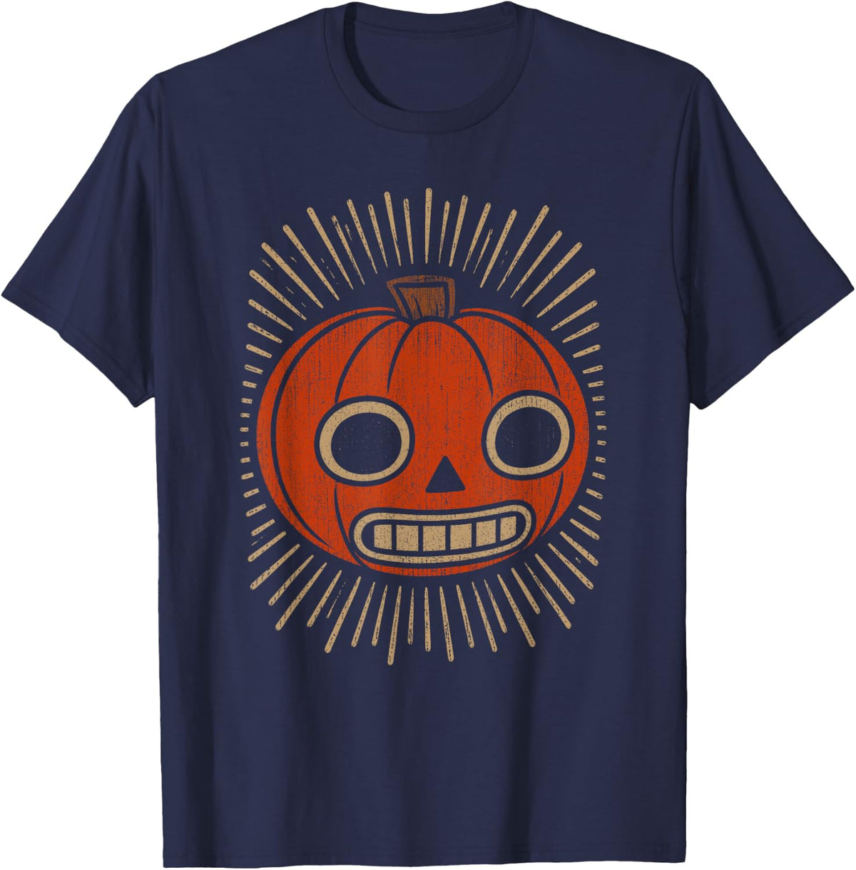 Vintage Retro Jack O Lantern Pumpkin Face Spooky Halloween T-Shirt