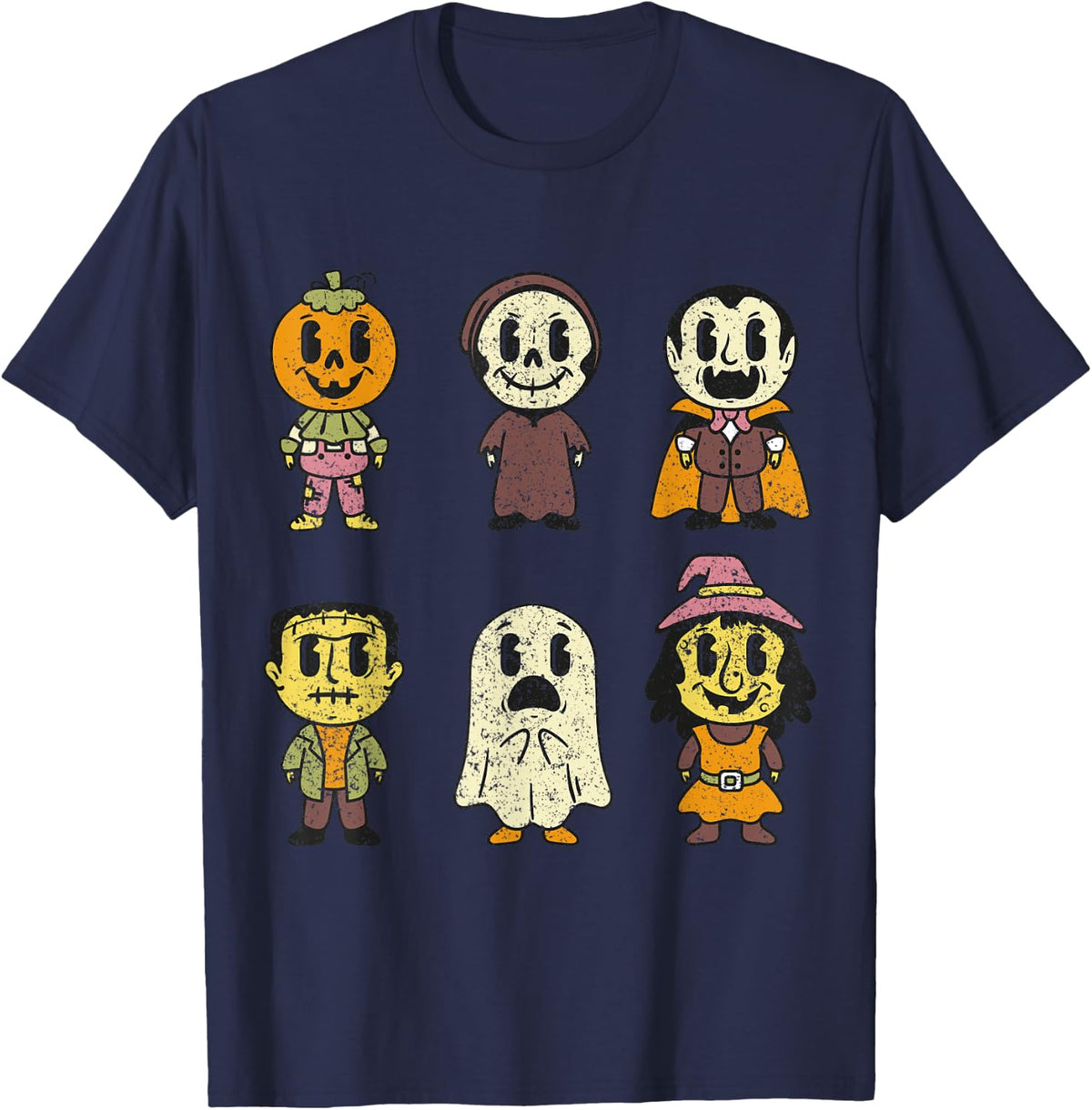 Vintage Halloween Pumpkin Witch Ghost Vampire Retro Gift T-Shirt