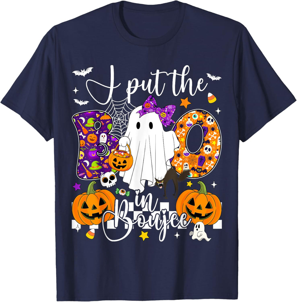 I Put The Boo in Boujee Cut Ghost Halloween Spooky Season T-Shirt