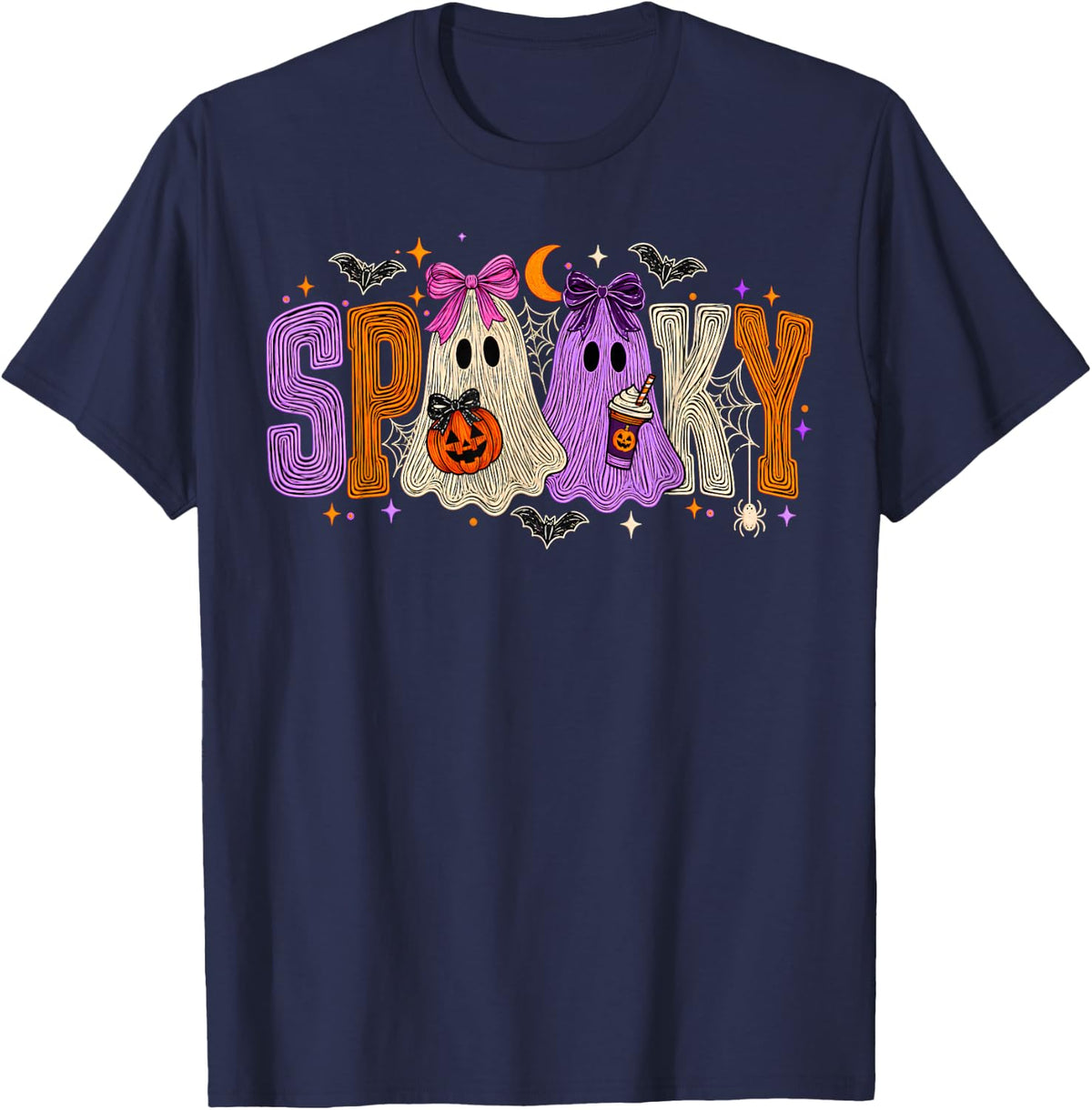 Spooky Ghost Halloween Retro Spooky Season Men Women T-Shirt