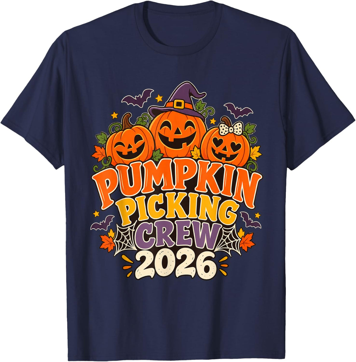 Retro Pumpkin Picking Crew 2026 Halloween Family Matching T-Shirt