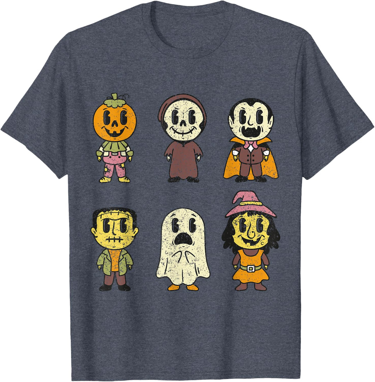 Vintage Halloween Pumpkin Witch Ghost Vampire Retro Gift T-Shirt