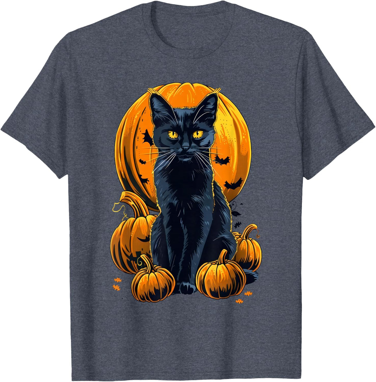 Retro Black Cat Halloween Pumpkin Costume For Women Men Kids T-Shirt