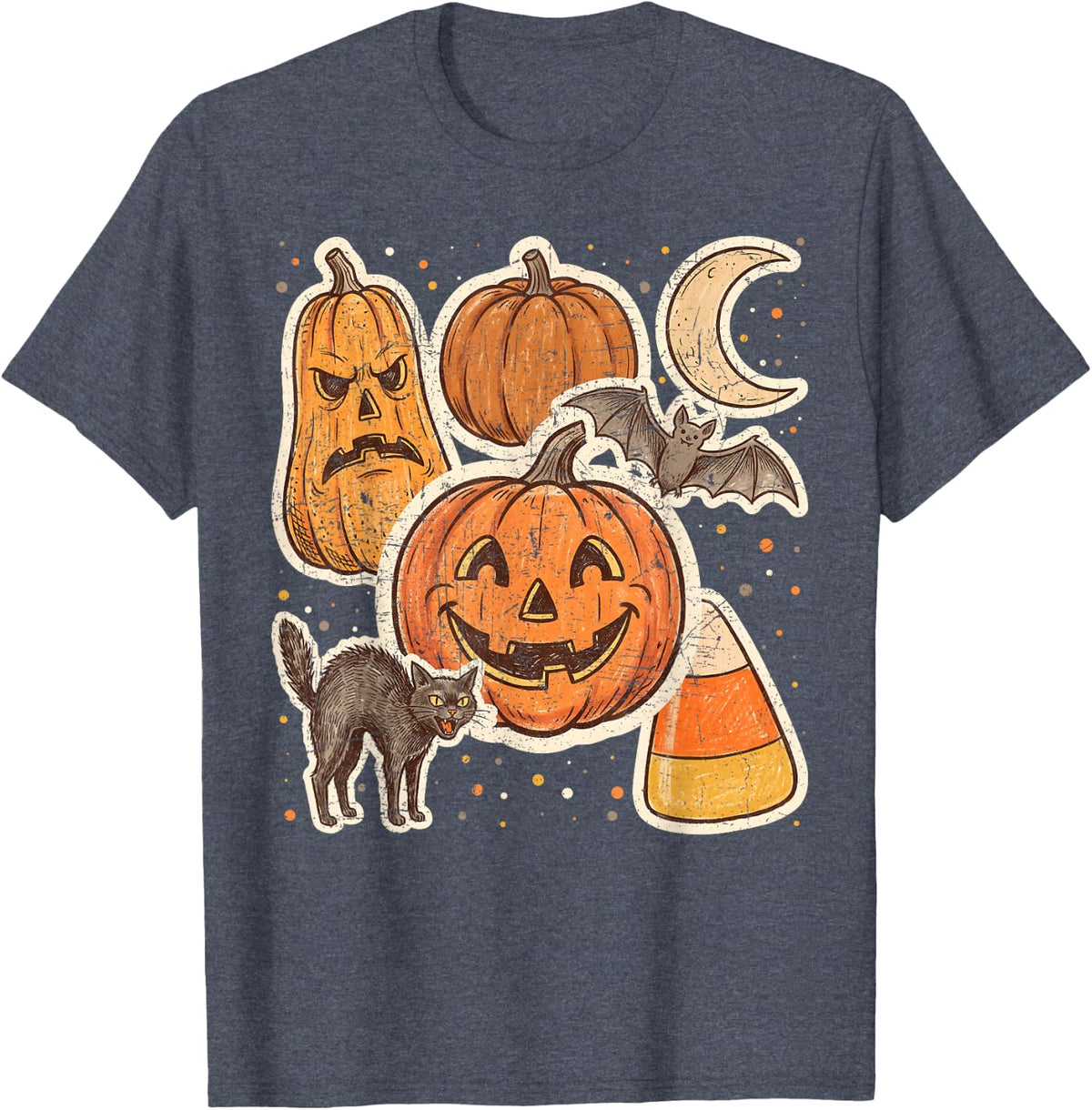 Retro Halloween Vintage 90s Spooky Pumpkin Fall Cat Lover T-Shirt