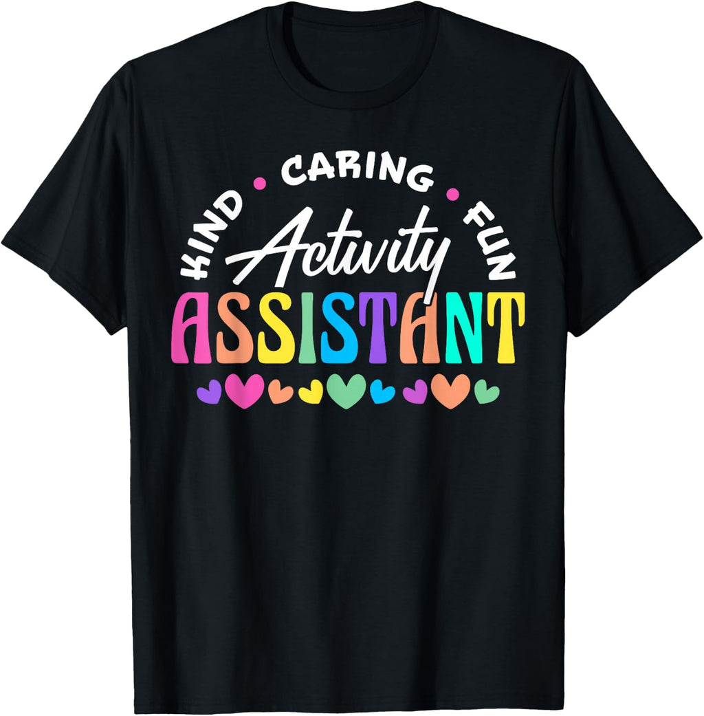 Activity Assistant Appreciation Designs Unisex-Adults Black Cotton 65% Polyester 35% Short Sleeve Crew Neck T-Shirt Small
