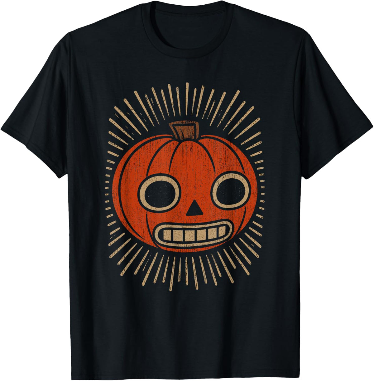 Vintage Retro Jack O Lantern Pumpkin Face Spooky Halloween T-Shirt