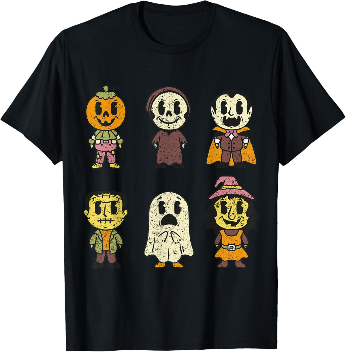 Vintage Halloween Pumpkin Witch Ghost Vampire Retro Gift T-Shirt