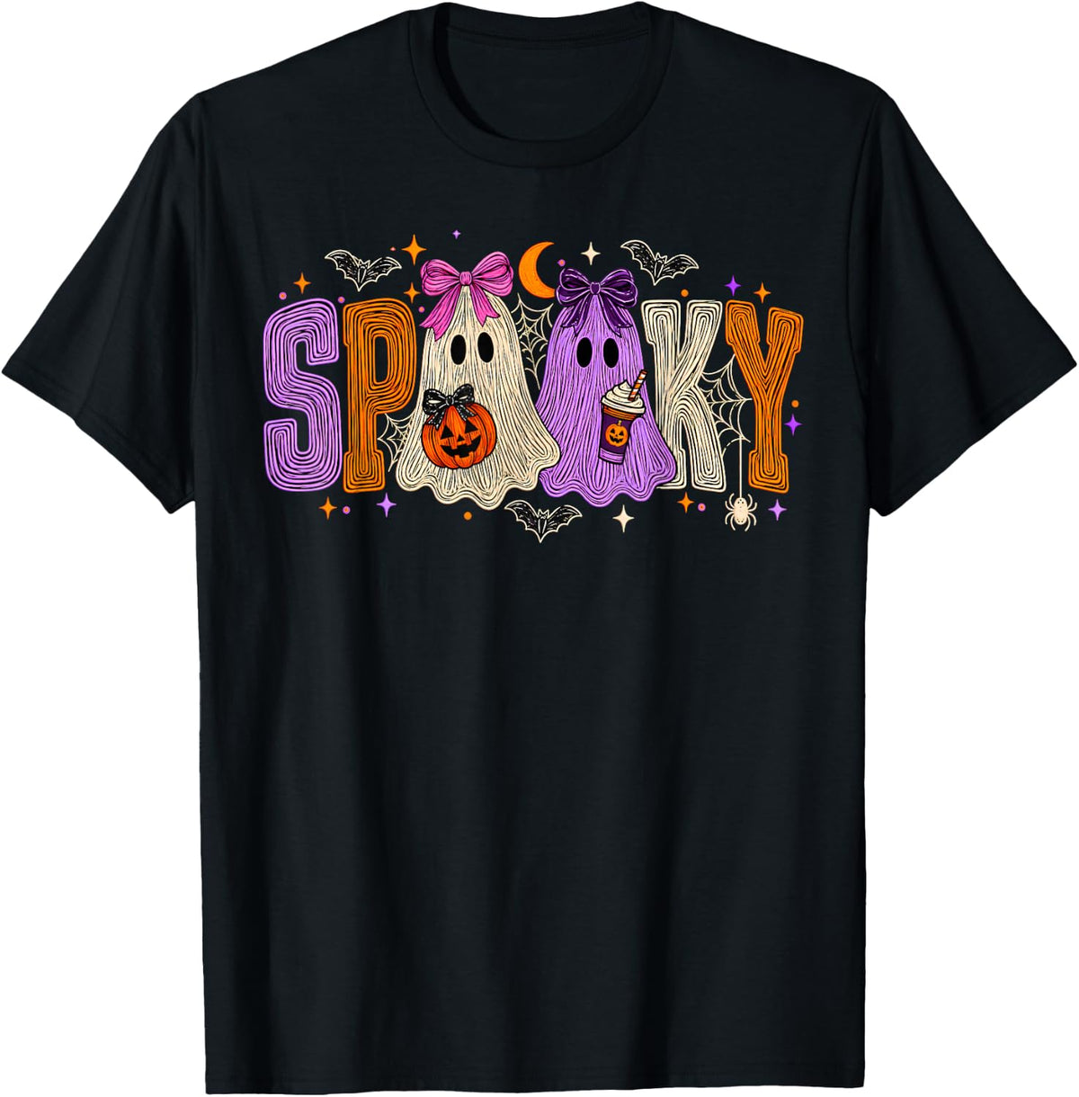Spooky Ghost Halloween Retro Spooky Season Men Women T-Shirt