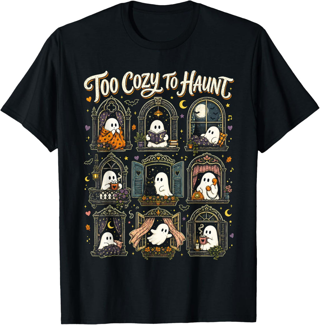 Too Cozy to Haunt Cute Ghost Halloween Spooky Season T-Shirt