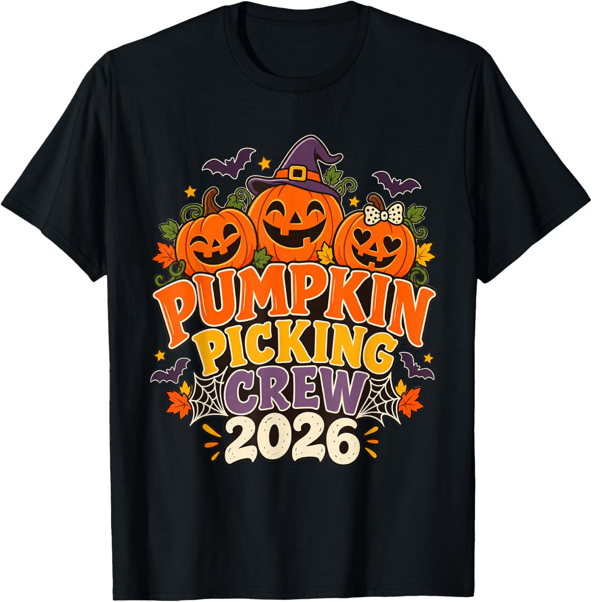 Retro Pumpkin Picking Crew 2026 Halloween Family Matching T-Shirt
