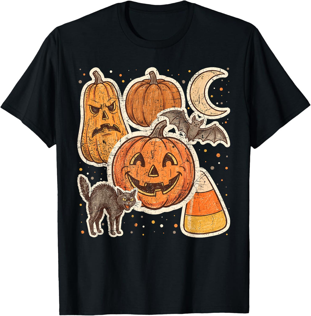 Retro Halloween Vintage 90s Spooky Pumpkin Fall Cat Lover T-Shirt