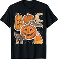 Retro Halloween Vintage 90s Spooky Pumpkin Fall Cat Lover T-Shirt