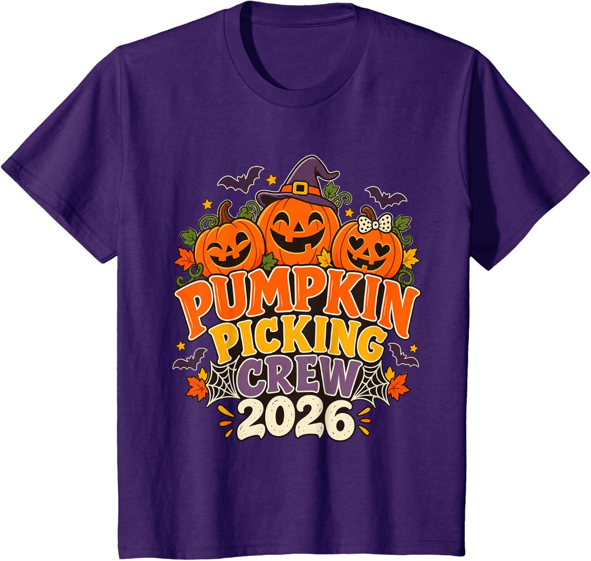 Retro Pumpkin Picking Crew 2026 Halloween Family Matching T-Shirt