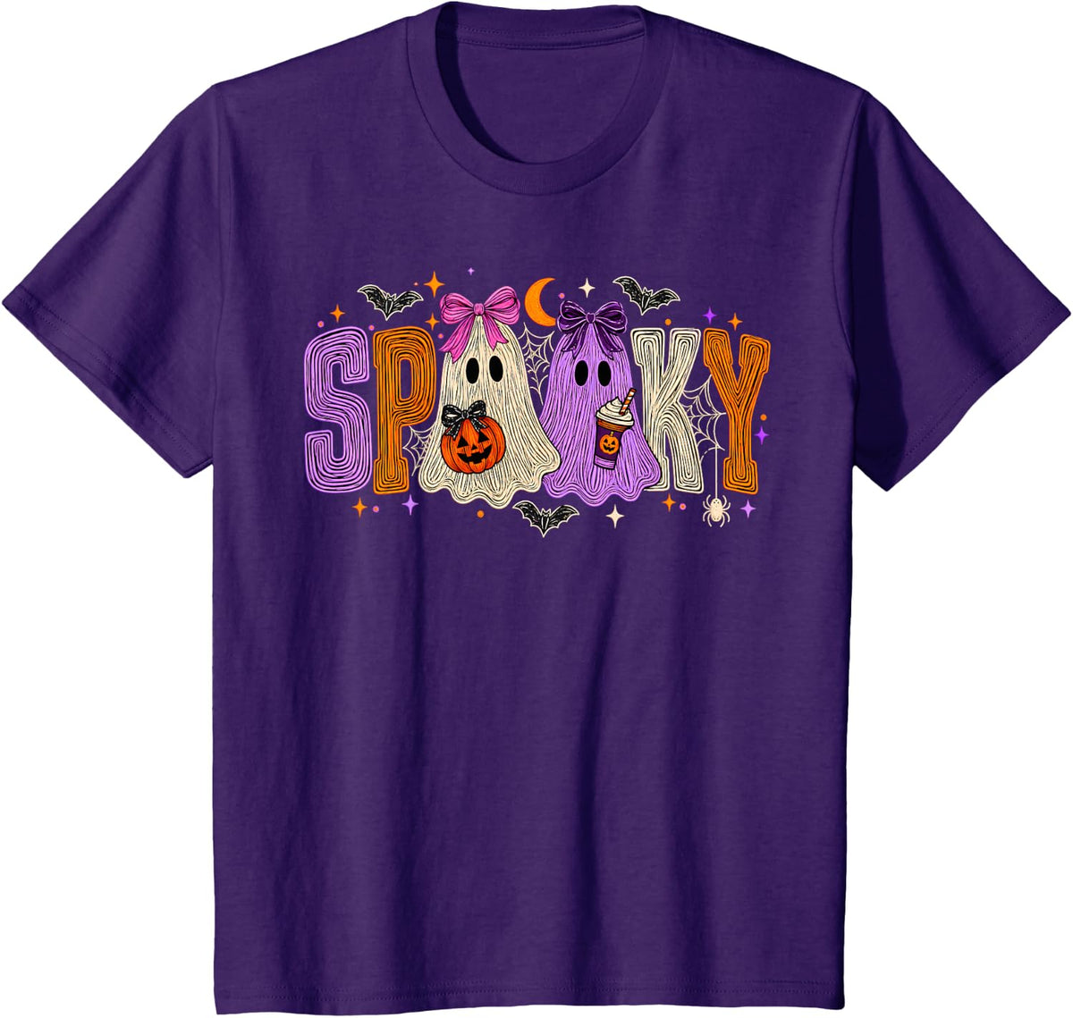 Spooky Ghost Halloween Retro Spooky Season Men Women T-Shirt